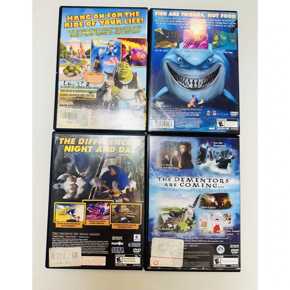 Sony PlayStation 2 LOT 4 Shrek  Finding Nemo Sonic Unleashed Harry Potter